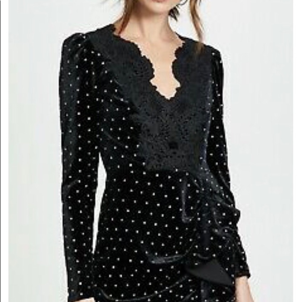 Self-portrait Black Lace Trim Velvet Diamante Form